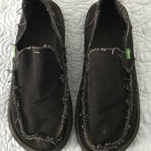 Sanuk Black Canvas Slip-ons